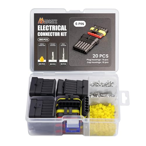 Connecteurs électriques étanches MADCATZ 6 broches pour automobile | Lot de 260 pièces
