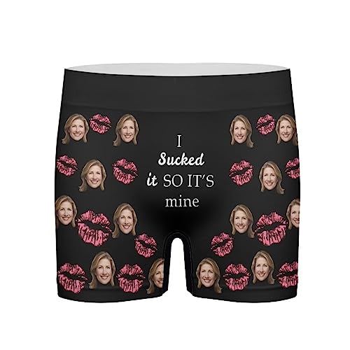 Tuoxiukan Personalized Mens Underwear with Picture Novelty Custom Boxer Briefs Soft Underpants Shorts XS-3XL