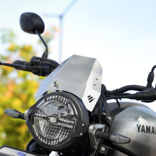 Image of M TECHNICS XSR 155 Metal Visor | NEO Retro Design Metal Visors for XSR 155 | Attractive Wind Shield Compatible for XSR155 | Stylish Look Visor Suitable for XSR155 (Metallic Silver)
