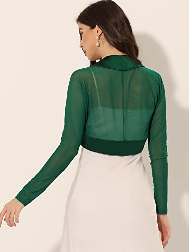 Image of Allegra K Women's Satin Shrug Wedding Open Front Mesh Evening Formal Bolero