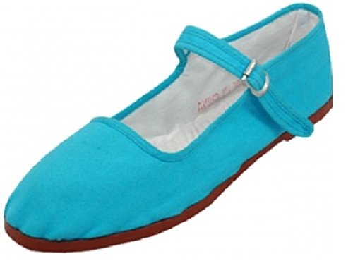 Emuna Womens Cotton Mary Jane Shoes Ballerina Ballet Flats Shoes (9, Turq 114)