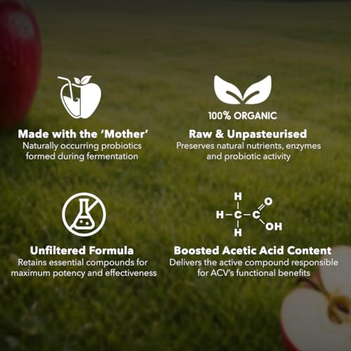 Image of Boldfit Organic Apple Cider Vinegar with Mother Juice Raw, Unfiltered, Unpasteurized ACV Juice for Weight Loss, Digestion, Gut Health, Bloating, Hair and Skin Care- 1L