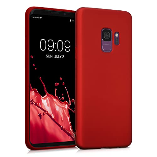 kwmobile Case Compatible with Samsung Galaxy S9 Case - Soft Slim Metallic TPU Silicone Cover - Metallic Dark Red