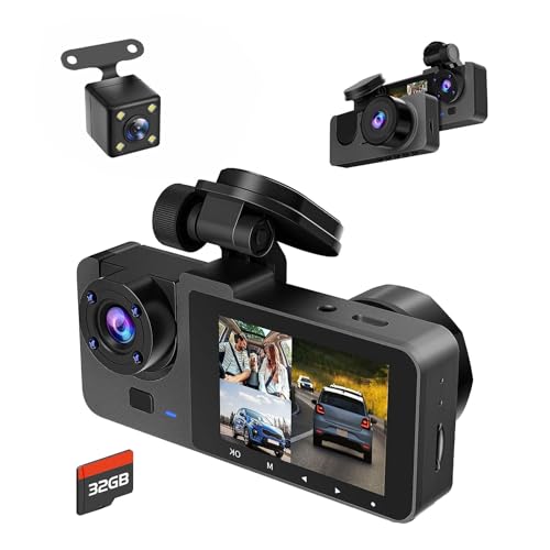 4K Ultra HD Dash Camera for Cars, Front & Rear Dual Lens, 32GB Card, Super Night Vision, 170° Wide Angle, WDR, 2.0