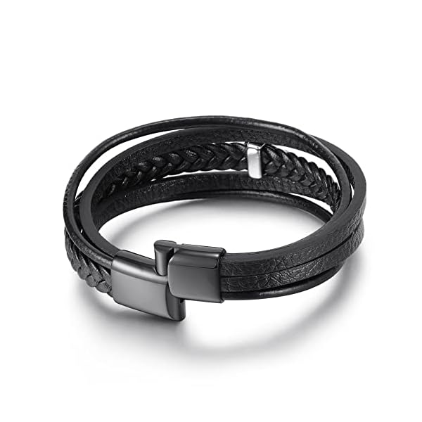 To My Son/To My Grandson Bracelet- "I Will Always Be With You" Braided Leather Bracelet for Men Boys, Stainless Steel Inspirational Wristband, Handmade Mens Braided Leather Bracelet Bangle Wristband (Grandson, Stainless Steel) - Image 7