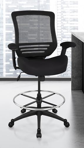 Image of BOLISS 400lbs Mesh Ergonomic Office Drafting Chair Big Adjustable Foot Ring Height Adjustable Armrest(Black)