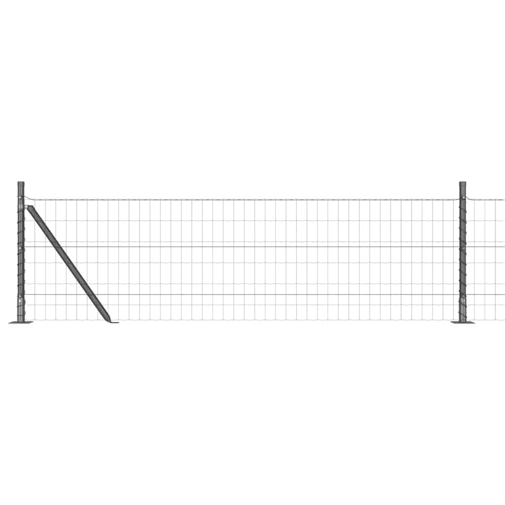 Outdoor Garden Fence Panel Set Grey 0.6 x 25 m Steel and PVC with Posts, Weather Resistant Security Barrier for Terrace and Pet Enclosure, Modern Easy Install Boundary Kit