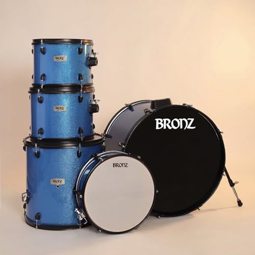Image of ARCTIC COSMOS 5 Piece Complete Acoustic Drum Kit /Drumset with drumsticks, Cymbals and throne - With Hardware. Best Sounding shells, most durable build. (Blue)