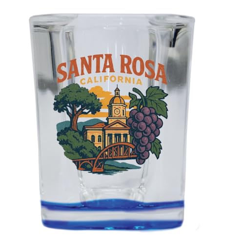 Vaso Shot de Vidrio Cuadrado Base Azul 2 oz
