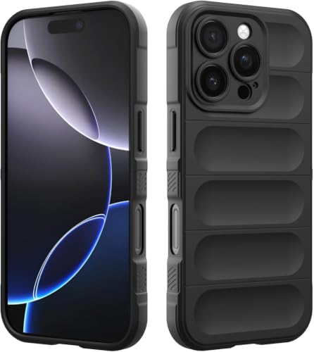 Image of ShieldTech AirGuard Series Back Cover Case for Apple iPhone 16 Pro | Microfiber Lining | Airbag Cushion Drop Protection | Shockproof Silicone Cover Case | Anti Slip Grip - Black for iPhone 16 Pro