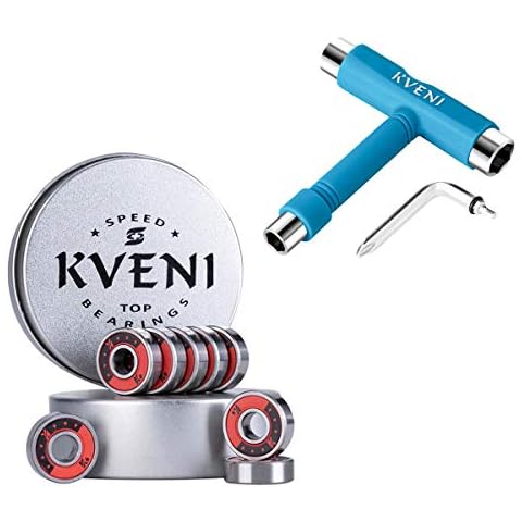 Ceramic Skateboard Bearings, 608rs Skate Bearing, Pro Longboard Bearings ABEC | Skate Tool All-in-One, Skateboard T Tools Accessory - with T-Type Allen Key and L-Type Phillips Head Wrench Screwdriver Cover
