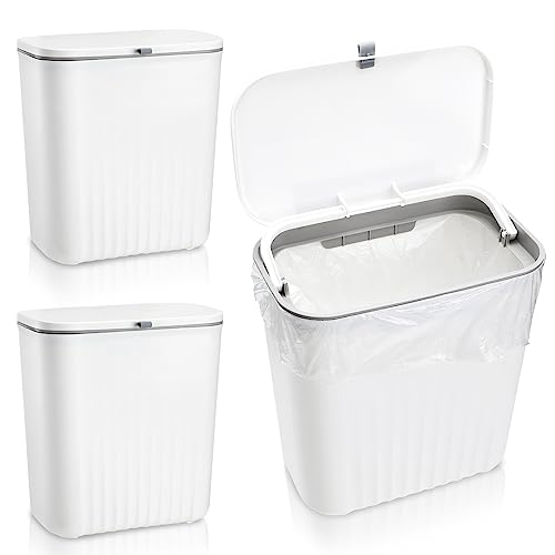 Mifoci 3 Pieces Plastic Sanitary Napkins Receptacle, Wall Mounted Tampon Disposal Bin with Lid, Feminine Hygiene Receptacle for Bathroom Restroom Home Office Hygiene Products Tampon Waste, White -  Mifoci-Receptacles-MR10045866365