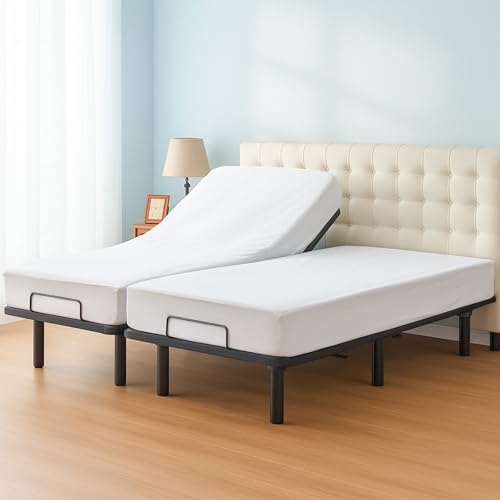 Cottington Lane Split California King Fitted Sheets for Adjustable Beds, Premium Hotel Quality Brushed Microfiber 15 Inch Deep Pocket Two 36 x 84 Bottom Sheets Only, Ultra Soft & Breathable, White