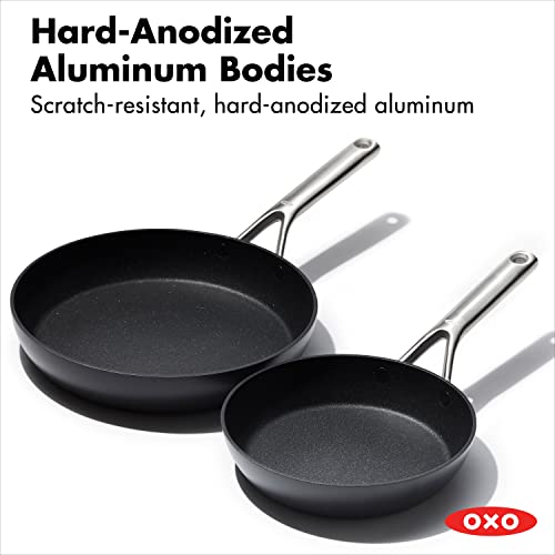 Oxo Professional Hard Anodized Pfas-Free Nonstick, 8" And 10" Frying Pan Skillet Set, Induction, Diamond Reinforced Coating, Dishwasher Safe, Oven Safe, Black #TOP4