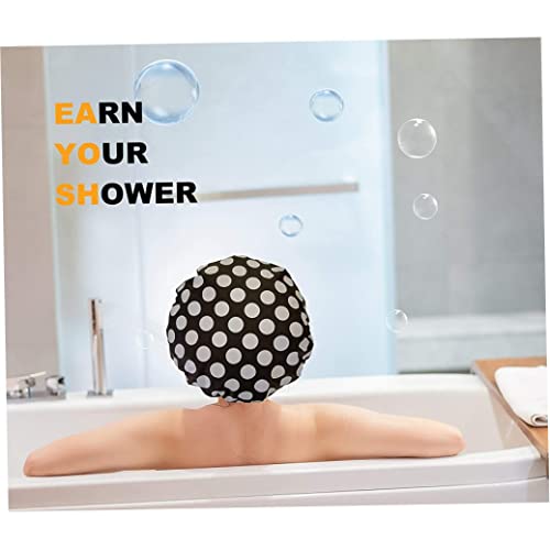 Shower Cap, Terry Cloth Lined Shower Cap For Women Large Double Layer Shower Cap With Microfiber Dry Hair Function Resuable Waterproof Breathable Bath Cap Black And White Dots Design Shower Caps For #TOP4