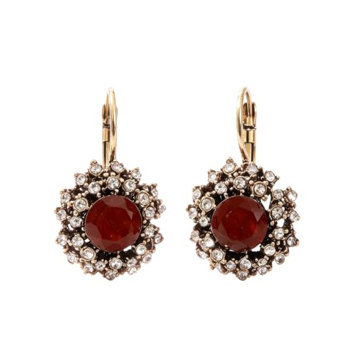 Antique Burgundy Stone Drop Earrings