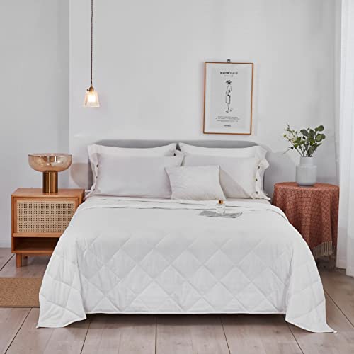 40Lbs Weighted Blanket King Size - 400 Thread Count Ultra Soft Cotton - Provides Heavy Pressure Perfect For Couples & California King Beds 88X96 White #TOP6