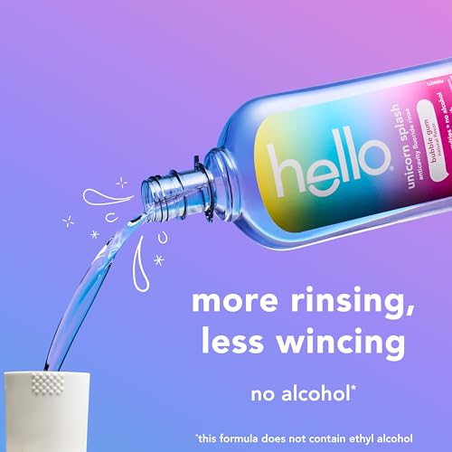 Image of Hello Unicorn Sparkle Kids Toothpaste with Fluoride and Unicorn Splash Kids Mouthwash with Fluoride Bundle Pack, No Alcohol Formula, Natural Flavor Bubblegum Mouthwash and Toothpaste