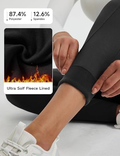 baleaf Women's Fleece Lined Leggings Thermal Winter Warm Pants High Waisted Cold Weather Tights with Cross Pockets3