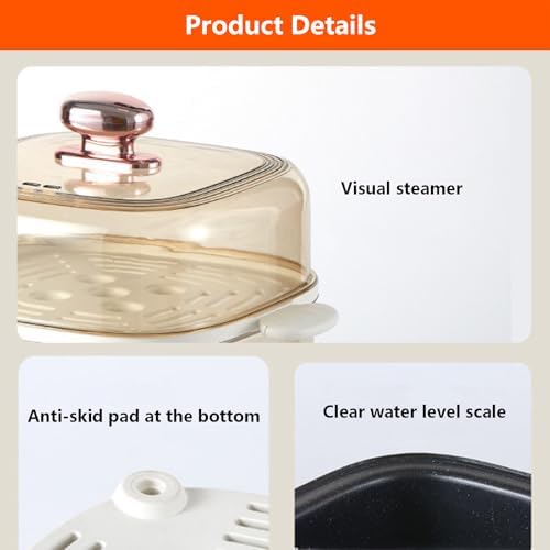 Pentola Elettrica 2 in 1, Fornello A Vapore Elettrico da 1200 W, Scalda Alimenti Caldi a Doppio Strato da 10,5 Litri con Coperchio Visivo e Tappetino Antiscivolo, Multi-Cooker per Verdure, Carne
