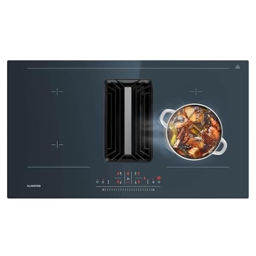 Klarstein AirJet 90 - Piano a Induzione con Cappa Integrata, Efficienza Energetica: A++, 750 m³/ora, Boost: 10000 W, VarioHeating, Touch Control, Antracite, 90x2,6x51,5 cm
