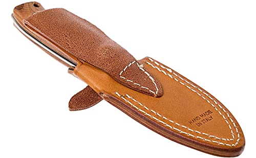 Lion Steel M4 Fixed Blade Camping And Outdoor Knife, M390 Steel Hollow Grind Drop Point Blade, Santos Wood Handle, Includes Double Stitched Leather Sheath, Brown (M4 St) #TOP5