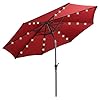 COSTWAY 3M Patio Parasol, Zonne-energie Paraplu met 24 LED-verlichting, Marktparaplu met Drukknop Kantelen en Zwengel…