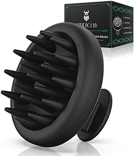 VIKICON Scalp Massager for Beard/Hair Growth, 100% Silicone Beard Shampoo Brush for Men w/Soft & Flexible Bristles for Hair Care &Head Relaxation, Scrubber/Exfoliator for Dandruff Removal (Black)