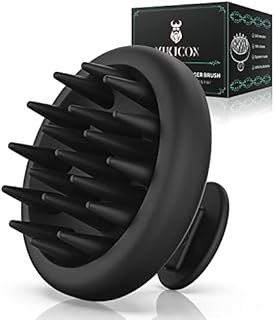 VIKICON Scalp Massager for Beard/Hair Growth, 100% Silicone Beard Shampoo Brush for Men w/Soft & Flexible Bristles for Hair Care &Head Relaxation, Scrubber/Exfoliator for Dandruff Removal (Black)