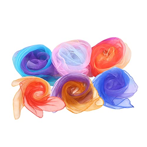Didiseaon 60cm x 60cm Gradient Color Dance and Juggling Scarves Set 6-Piece Lightweight for Kids Performances Play Activities and Music Movement Random Color4
