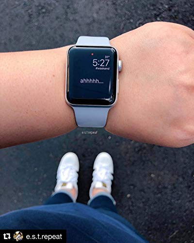 VATI Sport Band Compatible for Apple Watch Band 42mm 44mm, Soft Silicone Sport Strap Replacement Bands Compatible with 2019 Apple Watch Series 5, iWatch 4/3/2/1, 42MM 44MM M/L (Fog) - Thumbnail 6