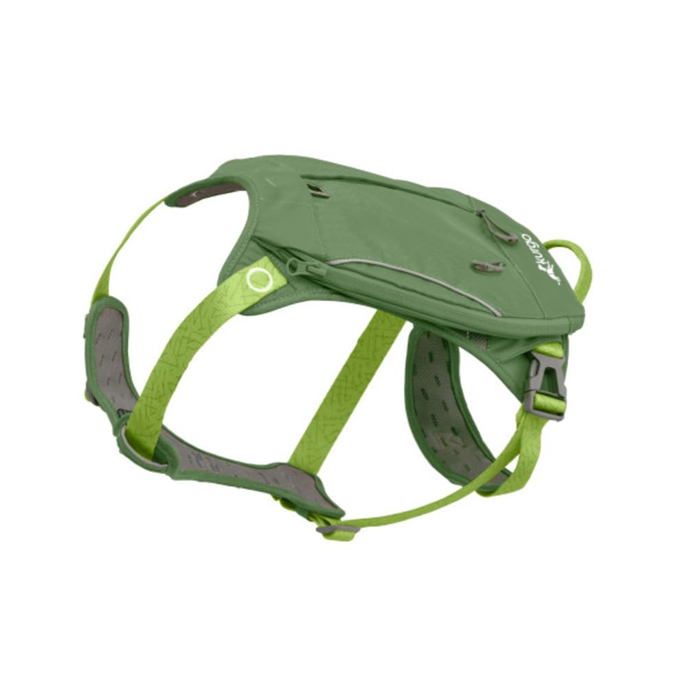 Kurgo Cascade Pettorina con Zaino, M, Verde | Spallacci Regolabili, Tessuto Ripstop, Schienale Imbottito, Sacchetti Igienici