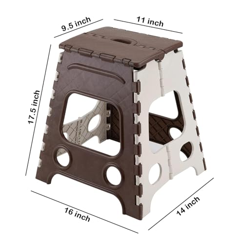 Image of GeoKraft 18 Inches Super Strong Folding Step Stool for Home,Kitchen,Garden,Travel for Adults & Kids,Non Slip Portable Stool(Brown,1pc)