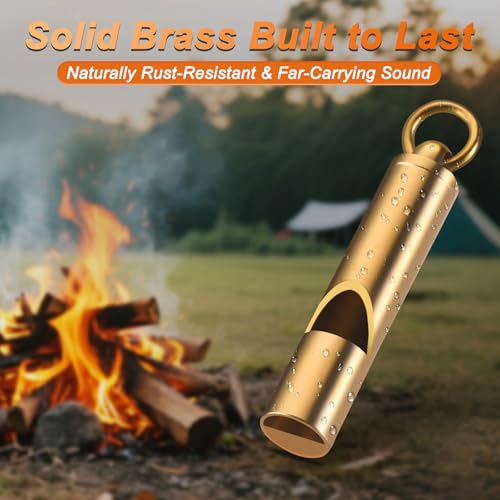 Brass Emergency Whistles 2 Pack with Tangle-Free Lanyard - Pealess Safety Whistle Survival Loud Blast for Kayak Life Vest, Boating, Camping Hiking, Hunting, Adults - Image 4