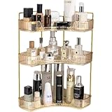 Brfveob 化粧品収納ボックス 大容量 浴室化粧台 洗面所収納ボックス 小物整理に便利 多機能化粧品収納 (3階,ゴールド)