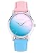 Top Plaza Fashion Women Gilrs Candy Color Pink & Blue Watch Silver Case PU Leather Strap