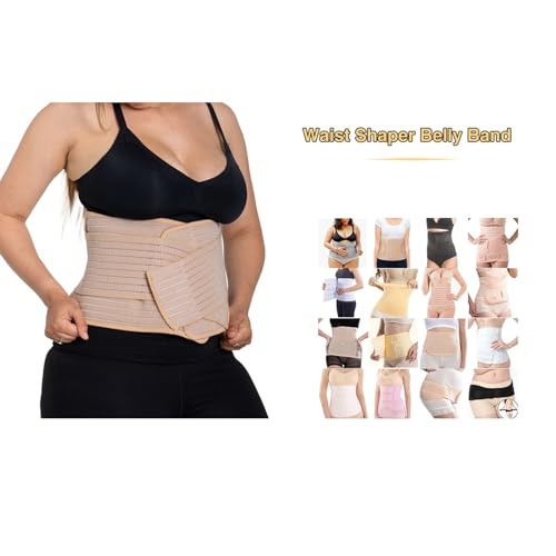 Image of UPGENT Postpartum Back Brace Lumbar Support Belts for Women Plus Size Widened Waist Trainer Shaper Belly Band Compression Abdominal Strap Corset(Beige,Large)