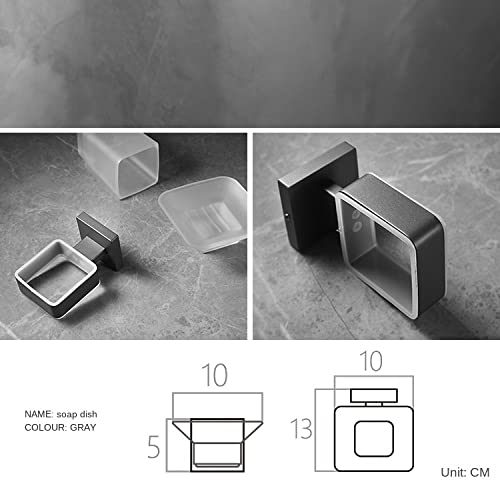 Juego de baño gris con jabonera y cepillo de diseño moderno 4