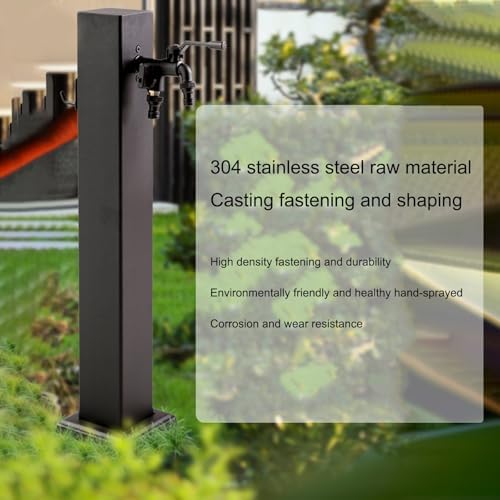 Stainless Steel Garden Water Fountain Column, Vertical Square Design, Antifreeze for Irrigation, Ideal for Lawn, Backyard, Outdoor Decor, Durable Water Feature