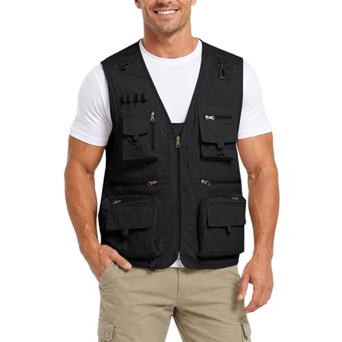 Gilet d'été pour homme avec poches zippées, idéal pour la chasse et le bricolage