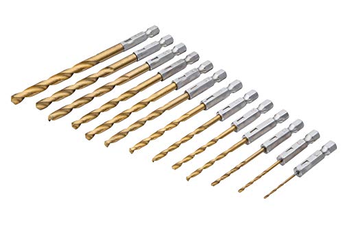Blue Spot Tools 20339 Titanium Drill Bit Set Hex Fitting, Bronze, 1.5-6.5 mm, Set of 13 Piece