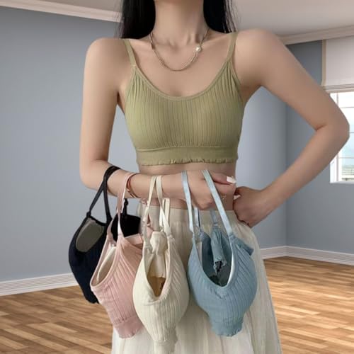 14-18years Girl's Seamless Cami Crop Top Training Bras Adjustable Straps with Immovable Padding - Value Pack 6 Bras2