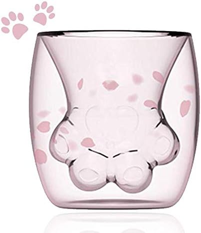 NINNAYUAN Cat Claw Cup Premium Transparent Double Layer Milk Cup Borosilicate Glass Custom Double Cup (1)