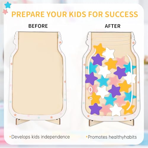 WEILONGB Belohnungsglas mit Sternen für Kinder, Belohnungstabelle für Kinder, Star Reward Jar, Belohnungsgläser für gutes Benehmen für Jungen und Mädchen (Sterne)