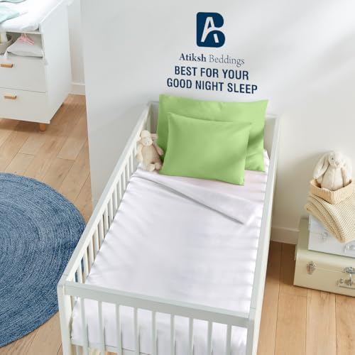 Image of Atiksh Beddings Pack of 2 13x18 Inch Toddler Travel Pillow Cases - 100% Soft Egyptian Cotton, 600 Thread Count with Zipper Closure for Small Travel Pillows Cover, Sage Green
