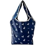 [Noah État de pleine satisfaction] エコバッグ 保冷 保温 折り畳み ファスナー付き 買い物バッグ コンパクト 大容量 肩掛け マチあり マイバッグ (シュナウザー/ネイビー)