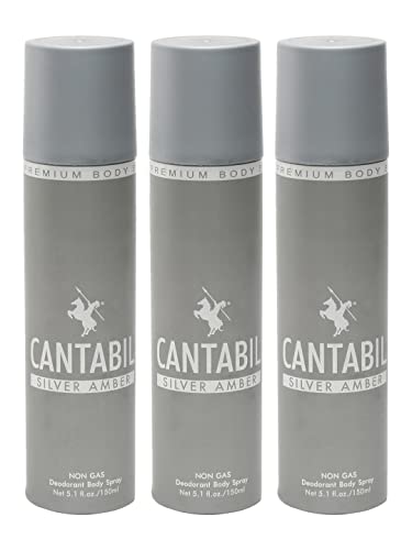Image of Cantabil Silver Amber Unisex Long Lasting No Gas Deodorant Body Spray | Pack Of 3 X 150ml With Lemon, Mint & Vetiver | Perfume Deo For Men & Women | Rakhi Gift for Brother