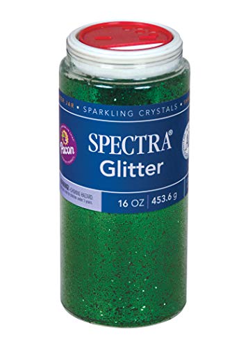 Pacon P0091760 Spectra Glitter Sparkling Crystals, Green, 16-Ounce Jar