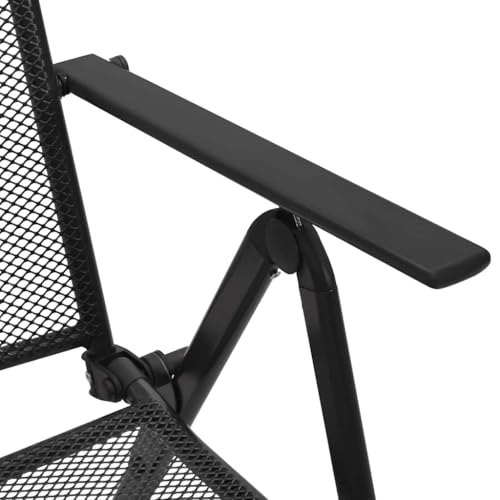 Chaise pliante jardin lot de 4 en maille d'acier anthracite réglable - 8