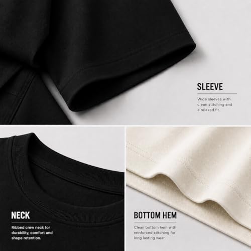 Image of Oversized T Shirt for Men Combo Pack of 2 & 3 | Heavyweight Cotton T Shirt | Drop Shoulder Baggy Loose Fit Round Neck Casual Streetwear Oversized Tshirt
